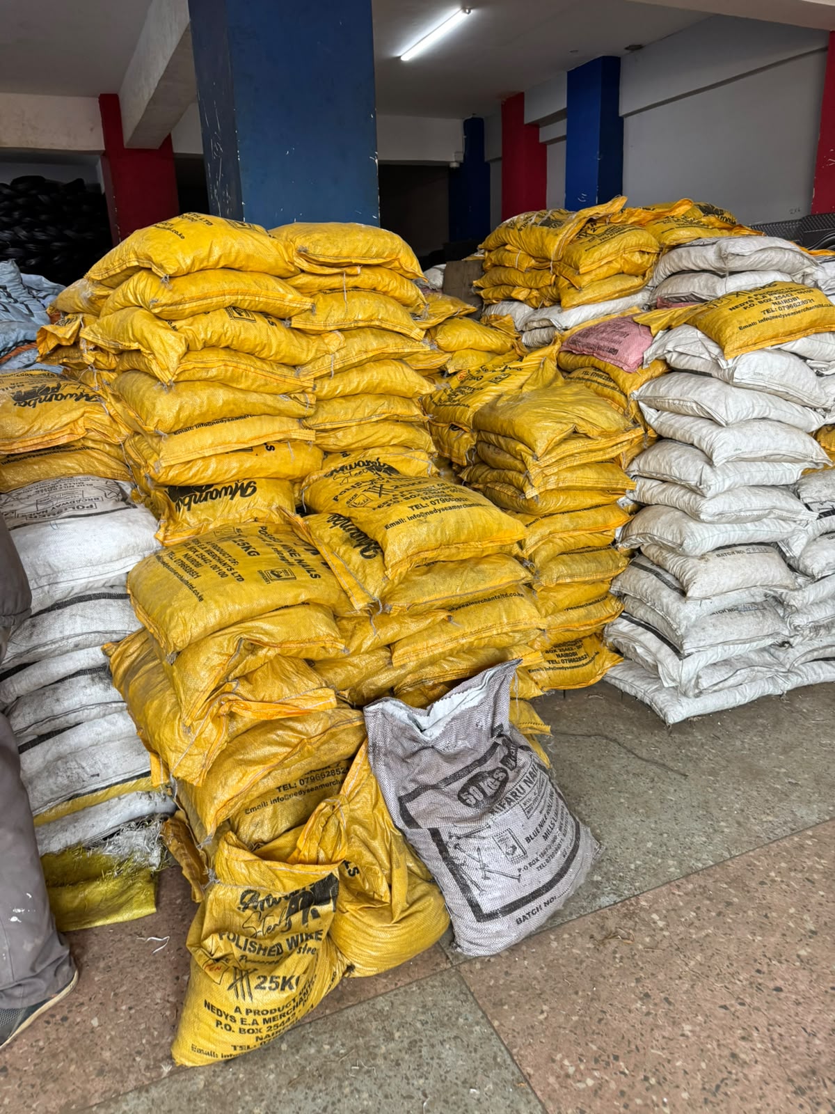 Steel materials delivered to a project site