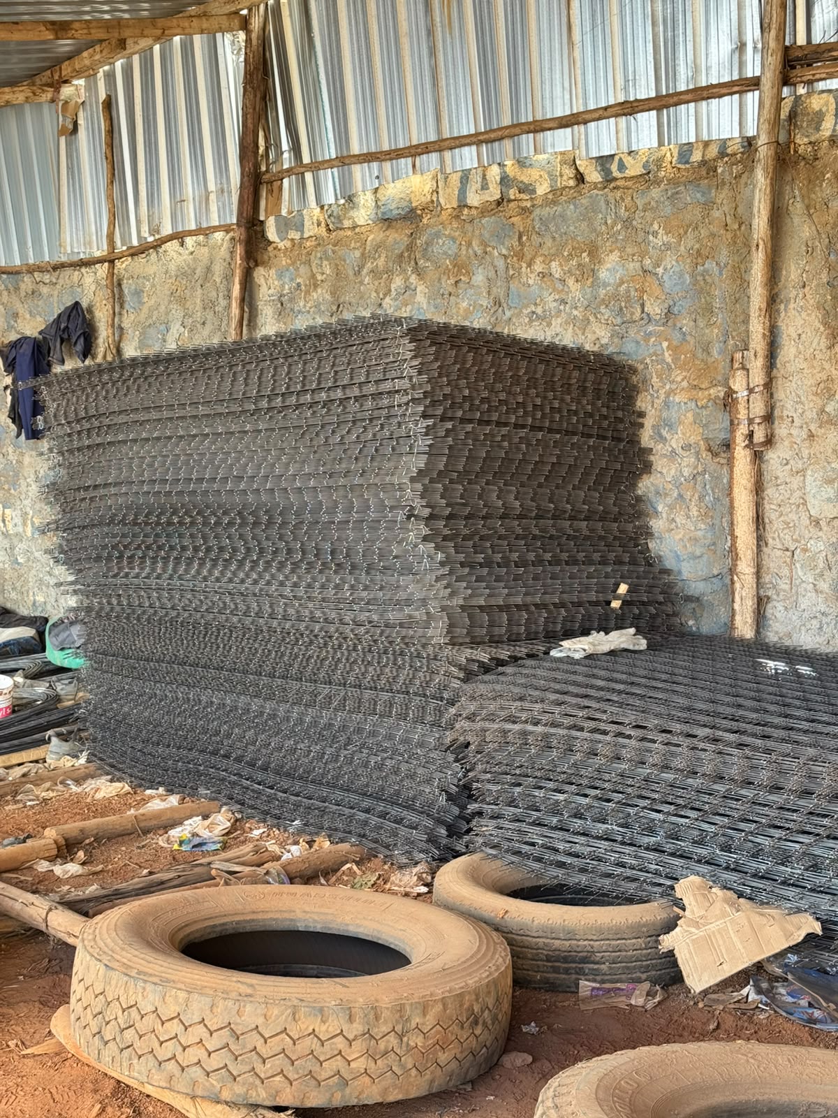 Wire mesh stock in the warehouse
